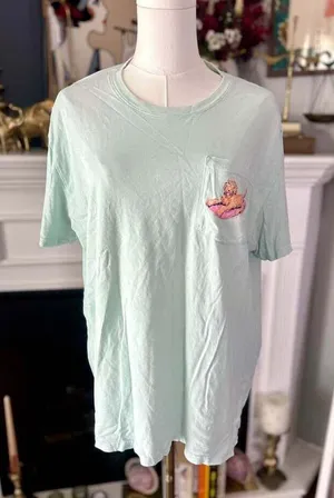 Lauren James Mint Green Goldendoodle Pocket T-Shirt Size Large thumbnail 1