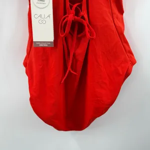 Calia Swimsuit SZ 6 Triangle Strappy Back One Piece NWT Fresh Red Tummy Control thumbnail 11