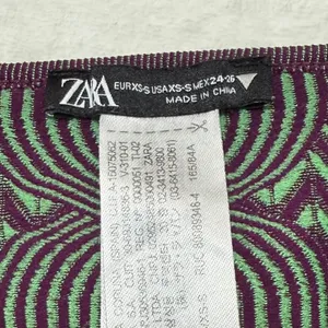 Zara‎ Set XS Green Purple Knit Crop Top Legging Slimming Geometric Sexy Gym Yoga thumbnail 8