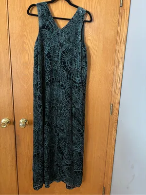 Johnny Was Teal Lace V-Neck Maxi Dress thumbnail 4