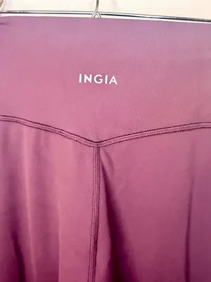 INGIA High Waist Flare Yoga Pants Plum Brown Sweetheart Seam 31” Inseam XS thumbnail 9