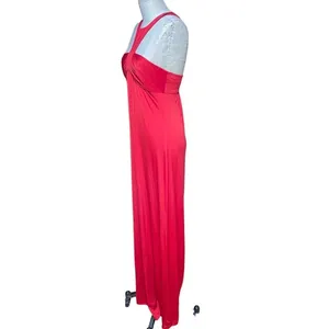 JAY GODFREY Halter Neck Jersey‎ Red Maxi Dress Gown Size 6 thumbnail 4