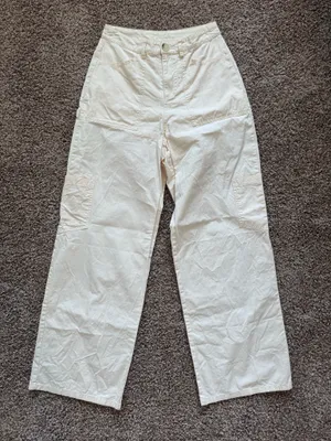 Le lis High-Waisted Cream Linen Khaki Pant thumbnail 2