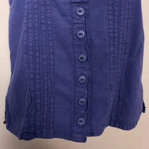 Manta Tank Top Pin Tuck‎ Button-Up Size Medium Women Indigo Blue Sleeveless Boho thumbnail 3