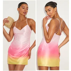 Lulus Dela Light Pink Ombre Satin Mini Dress Size XL NWT Party Sexy Glam Wedding thumbnail 2