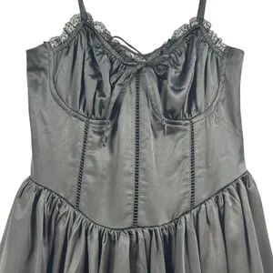 Whimsigoth Sexy Black Mini‎ Dress Lace Corset Party Dress Sz M Witchy Fairy Goth thumbnail 9
