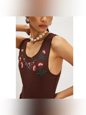 NWOT Free People We The Free Summer Tank - Brown combo - medium *IR* thumbnail 6