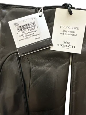 Coach NWT Horse And Carriage Leather Tech Gloves Black 7 1/2 thumbnail 4