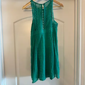 Free People‎ Green Lace Eyelet Cutout Fit Flare Mini Dress Women's Size 8 NWOT thumbnail 7