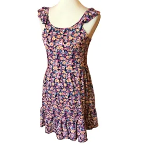 Bright Floral Feminine Ruffled Sun Dress thumbnail 2
