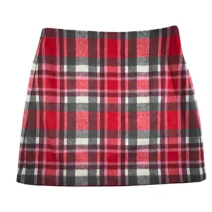 Anne Taylor LOFT Plaid Mini‎ Skirt Women 8 Red Plaid A-Line Lined Side Zip NWOT thumbnail 1