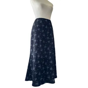 Wild Fable Black & Blue Floral Print Stretchy Midi Skirt thumbnail 3