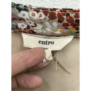 Entro Floral Mini Dress Size Large V-Neck Long Sleeve Tie Waist Boho Festival thumbnail 7