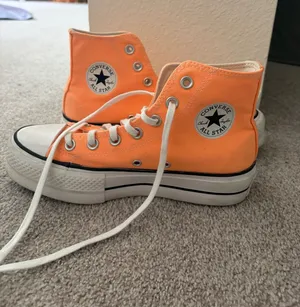 Neon Orange Converse High-Top Shoes platform  thumbnail 1