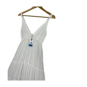 New Seaspice Maxi Dress Womens Small White Peruvian Cotton Sleeveless Boho Beach thumbnail 5