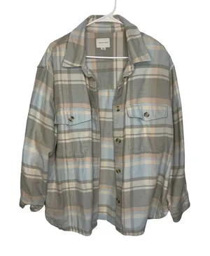 ✨ American Eagle Plaid‎ Shacket Jacket Women’s Large ✨ thumbnail 1
