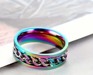 Women’s Luxury Collection Multi Titanium Stainless Steel Rotatable Ring Size 8 Multiple thumbnail 3