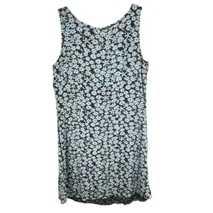 Fresco by Nomadic Traders Brown Blue Floral Rayon V-Neck Tank Sheath Dress Sz L‎ thumbnail 2