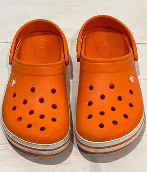 Crocs Classic Clog Bright Orange White Stripe Size 6 M‎ 8 W thumbnail 1