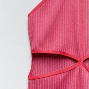 Zara Pink Ribbed Cut Out Mini Dress thumbnail 6