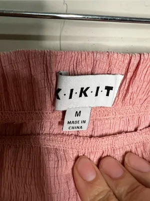 Kikit Pink Seersucker Pajama Lounge Sleep‎ Shorts Drawstring Piped Trim thumbnail 4