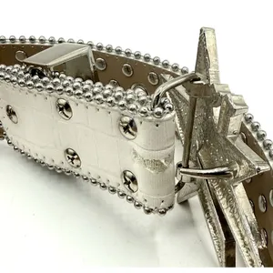 Lukamachain White Diamonds‎ Crocodile Iconic Star Belt UK Small Studded RV $78 thumbnail 4