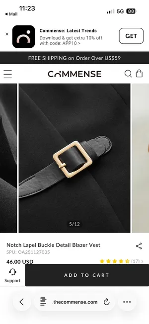 Commence Notch Lapel Buckle Detail Blazer Vest thumbnail 5