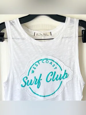 Free People Martine Surf Club Tank Graphic Slub Ivory‎ Combo XS NWT thumbnail 4