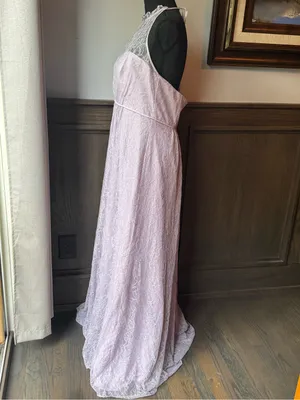 David's Bridal Lilac Lace Halter Gown 12 EUC thumbnail 3