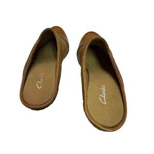 Clarks Brown Leather Chiffon Lily Block Heel Clogs SZ‎ 8 thumbnail 9