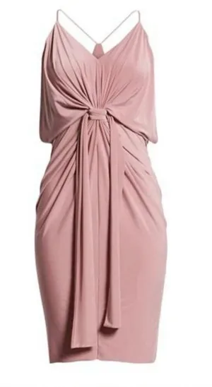 MISA Los Angeles Domino Draped Mini Dress Womens XS Blush Rose Warm Weather Glam thumbnail 1