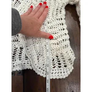 Carolyn Taylor Crochet Cardigan Womens XL Cream Button Shrug‎ Cottagecore Boho thumbnail 8