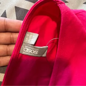ASOS Pink Stretch Bodycon‎ V-Neck V-Back Side Slit Sleeveless Mini Dress Size 4 thumbnail 7