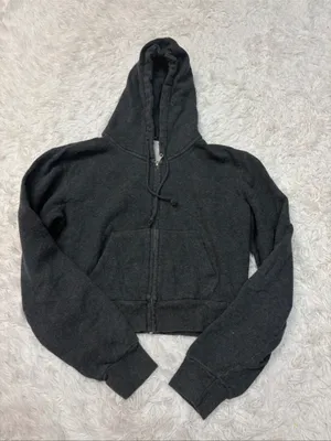 Brandy Melville grey cropped hoodie thumbnail 1