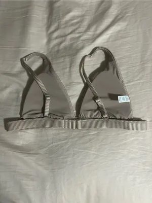 aerie Ribbed Triangle Champagne Bikini Top Size L thumbnail 2