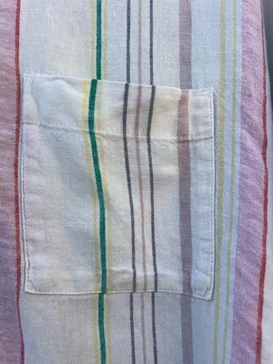 Madewell Women's Small Linen Blend Pastel Rainbow Stripe Button Up Shirt thumbnail 10