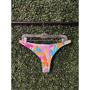 White Fox Floral Crinkle Swim Bottoms Size Large Cheeky thumbnail 2