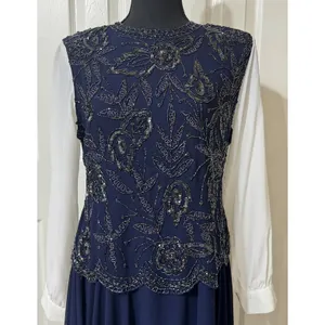 EUC VTG‎ 90s Brilliante By JA Maxi Gown Dress Sequins & Beads Formal Elegant- L thumbnail 4