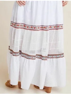 Anthropologie x Cecilia Prado Lori Tiered Maxi Skirt boho Gypsy size xs thumbnail 8