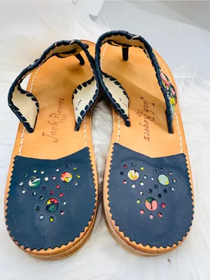 Jack Rogers Jacks Flat Sandal Multicolor Floral Trim leather boho western Indy thumbnail 6