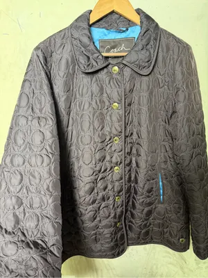 Coach Signature Quilted Jacket Brown Blue Lined Y2K Preppy Size Medium thumbnail 10