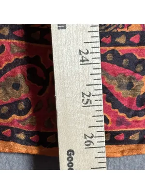 Vintage Paisley Patterned Silk Square Scarf with Orange and Red Tones Bohemian thumbnail 11
