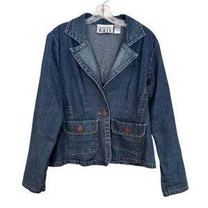 Keren Hart‎ Denim Blazer Lace Jacket Women's Medium Y2K Vintage 80s Cottagecore thumbnail 1