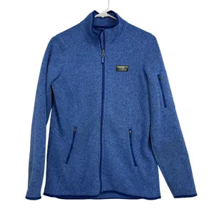 LLBean Womens Sweater Fleece Full Zip Jacket Blue Speckled Size‎ S Tall Outdoor thumbnail 1