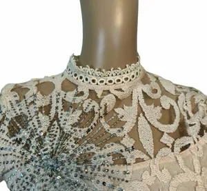 Free People Ivory Mini Lace North Star Sparkly Sequin Dress.Size M thumbnail 9
