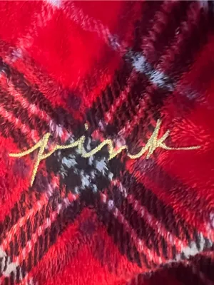 Victoria's Secret Short Super Soft Cozy Plaid Embroidered Robe Pockets XS EUC thumbnail 3