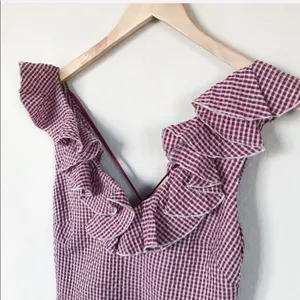 WAYF Gingham Ruffle Hem Mini Dress Medium Cottagecore Summer Picnic NWOT thumbnail 4
