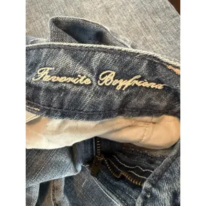 American Eagle Outfitters Boyfriend Jeans Blue Denim Stretch Distressed Women's thumbnail 7