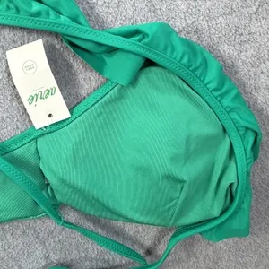 Aerie Scoop Ruffle Triangle Swim Top Women's Medium Green Tie Back Bikini NEW thumbnail 5