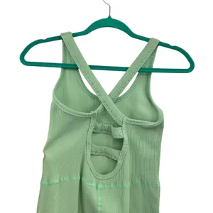 Free People Free Throw Onesie Jumpsuit Ribbed Seamless Green‎ Size Large thumbnail 9